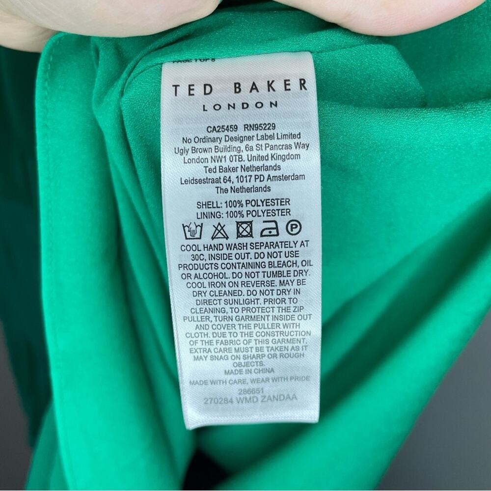 Ted Baker Asymmetrical Tiered Mini Dress in Green Size 6 - Picture 10 of 10